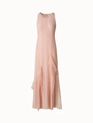 Dégradé Stripe Embroided Evening Dress 