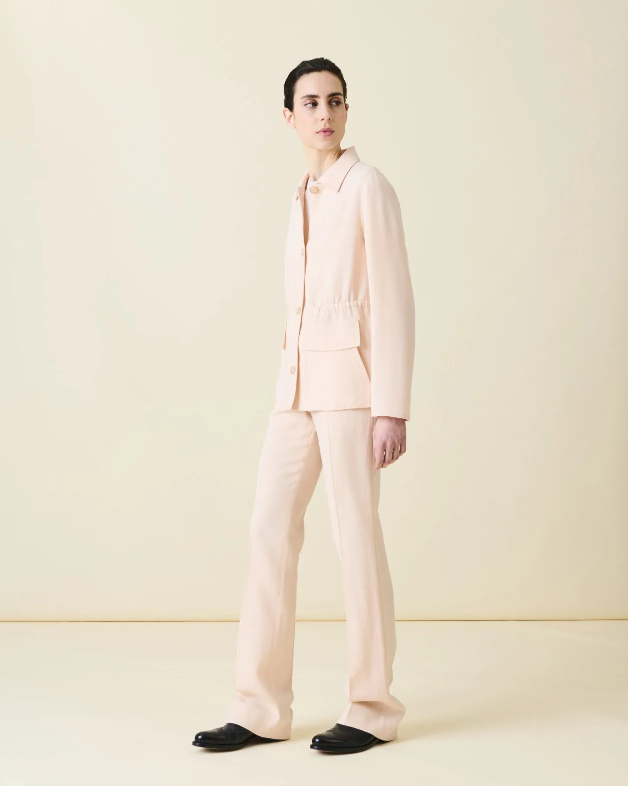 Drawstring Shirt Jacket in Wool Double-Face Akris