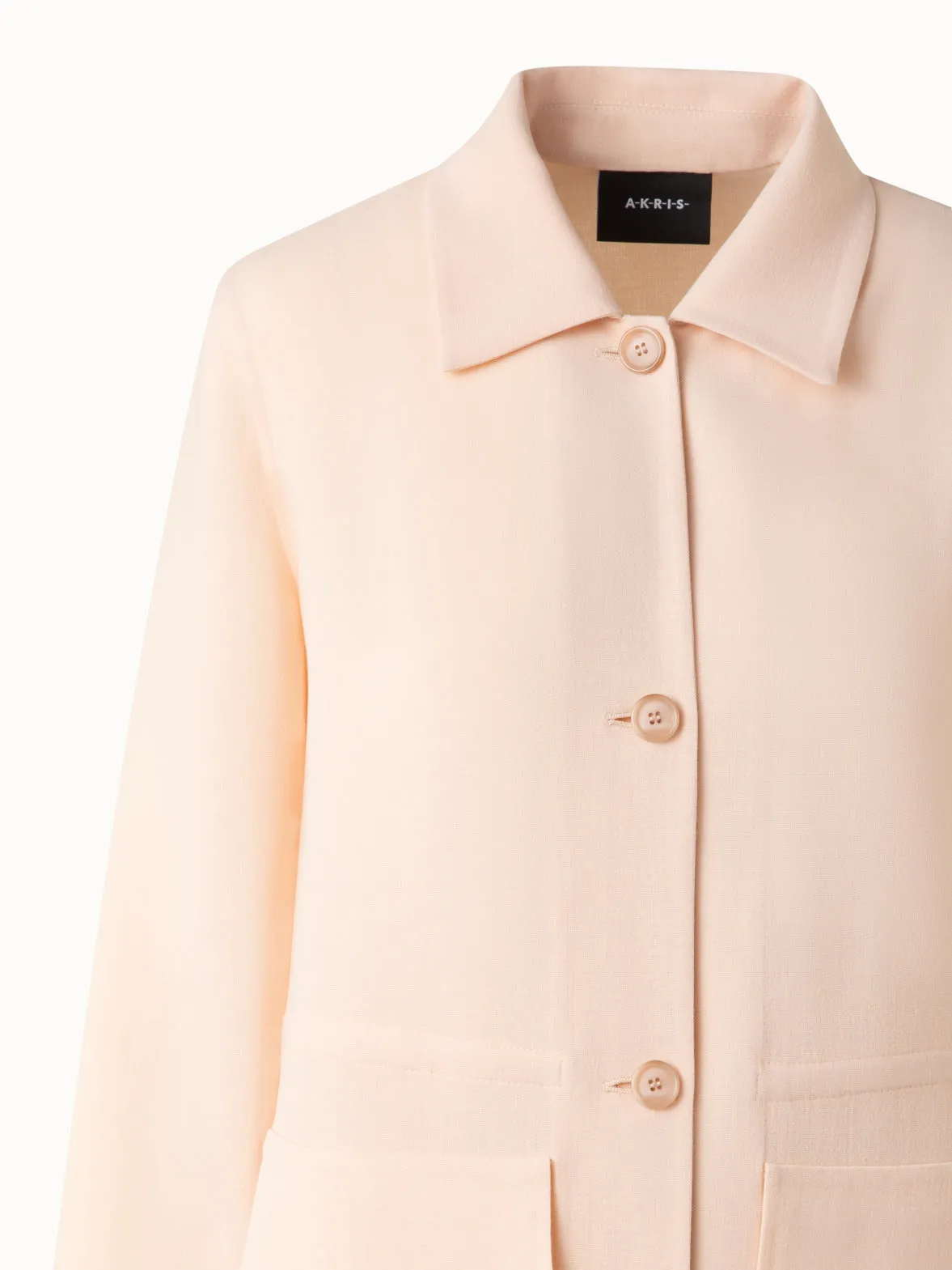 Drawstring Shirt Jacket in Wool Double-Face Akris