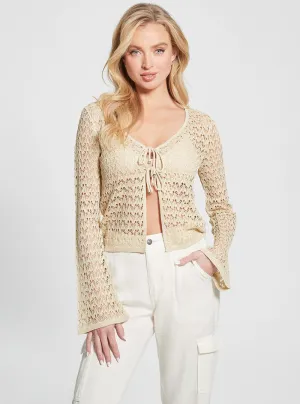 Eco Beige Clarissa Long Sleeve Cardigan Top Guess