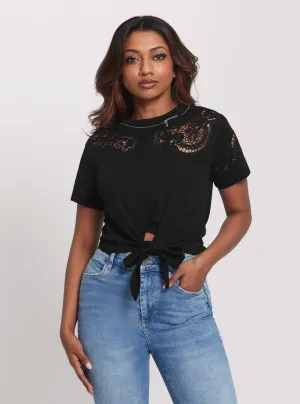 Eco Black Anjour Lace T-Shirt Guess