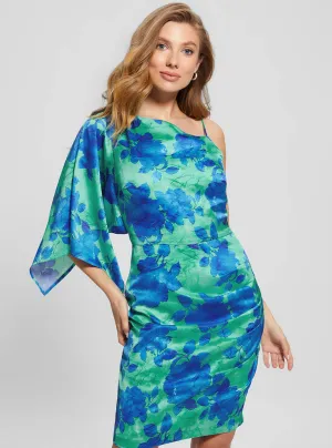 Eco Blue Floral One Shoulder Sadie Mini Dress Guess