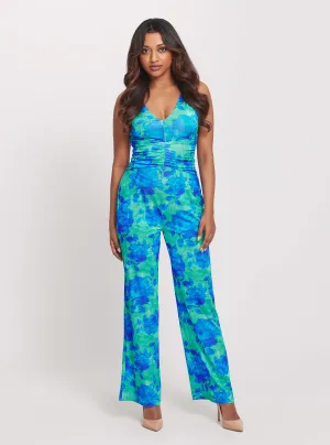 Eco Blue Floral Print Emily Jumpsuit Guess