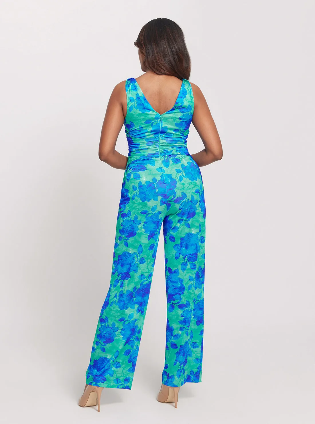 Eco Blue Floral Print Emily Jumpsuit Guess