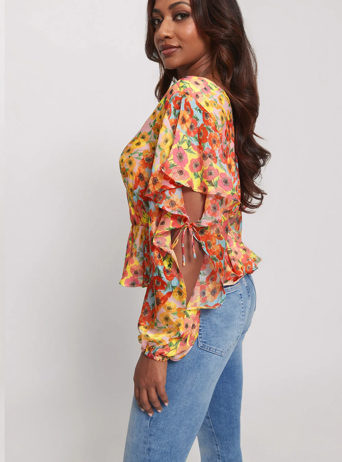 Eco Floral Print Saskika Drapy Top Guess