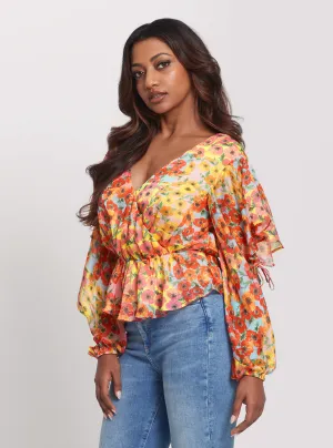 Eco Floral Print Saskika Drapy Top Guess