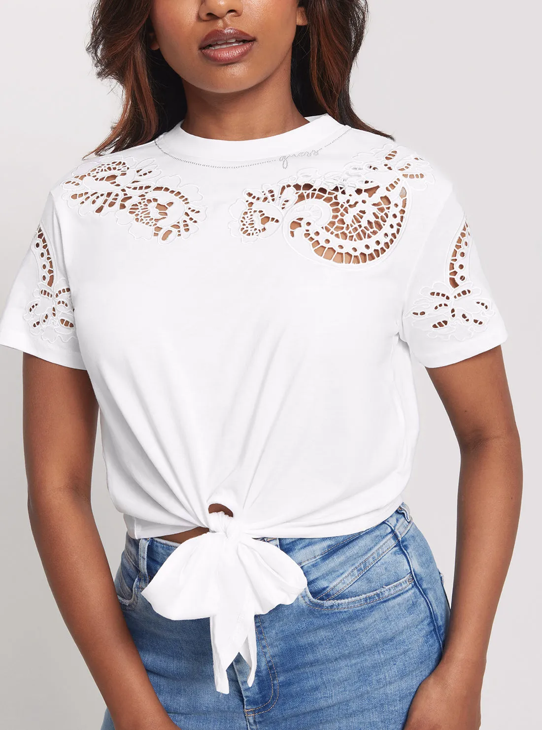 Eco White Anjour Lace T-Shirt Guess