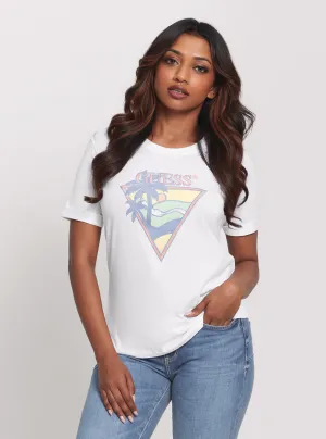 Eco White Beach Triangle T-Shirt Guess