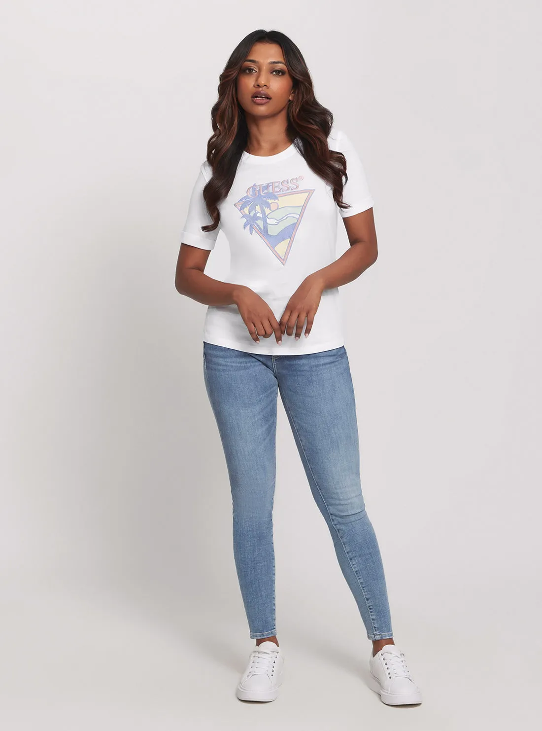 Eco White Beach Triangle T-Shirt Guess