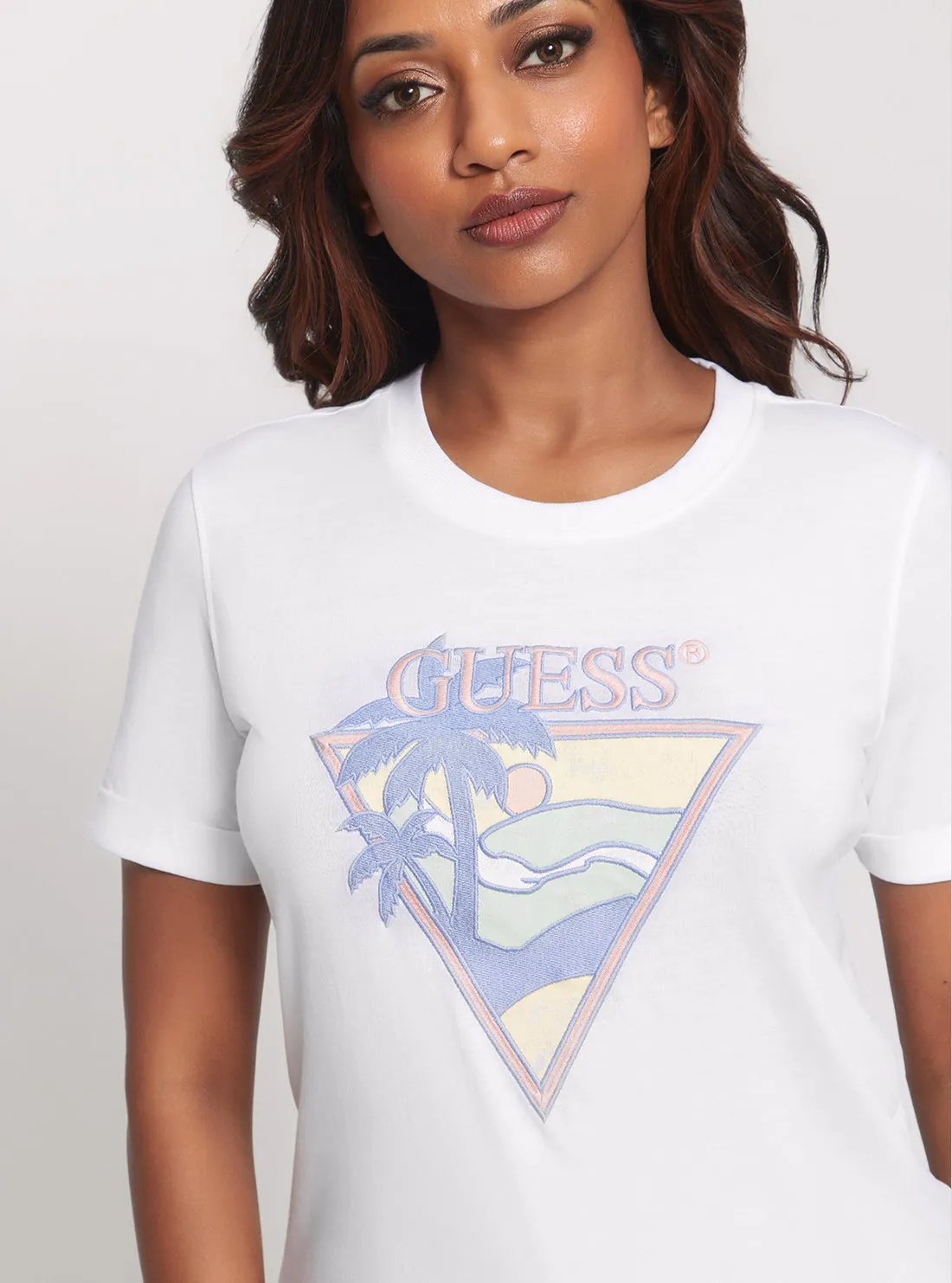 Eco White Beach Triangle T-Shirt Guess