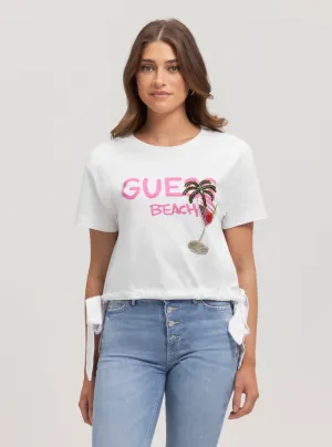 Eco White Knot Crop T-Shirt Guess