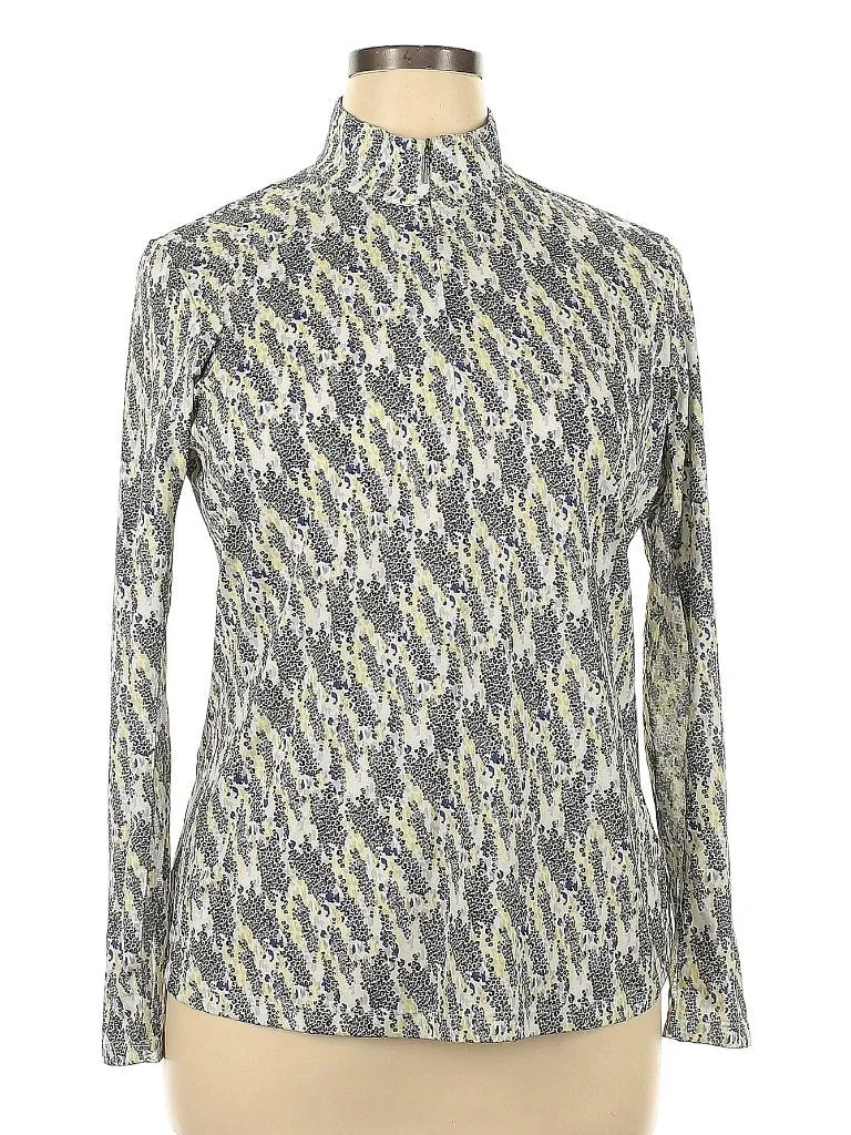 EP NY White, Yellow & Black Animal Print Long Sleeve Sun Shirt Size XL MSP$