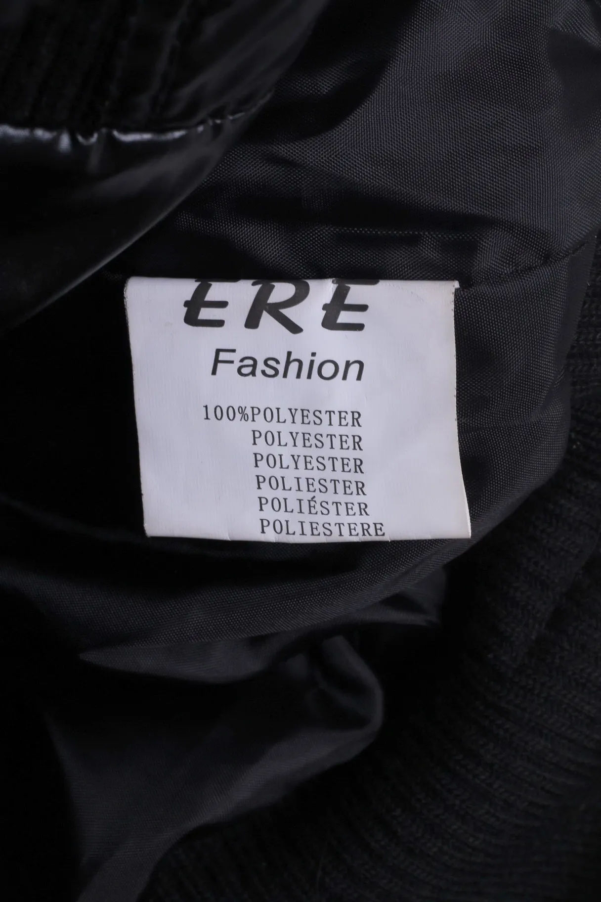 Ere Fashion Womens M Jacket Shiny Black Padded Hood Fur Biker Top