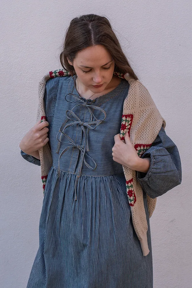 Far Afield Crochet Peyote Sand Floral Knit Jumper