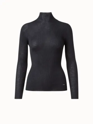 Fine Rib Cashmere Mock Neck Sweater Akris