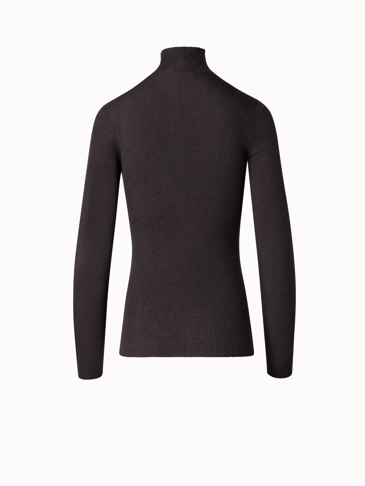 Fine Rib Cashmere Mock Neck Sweater Akris