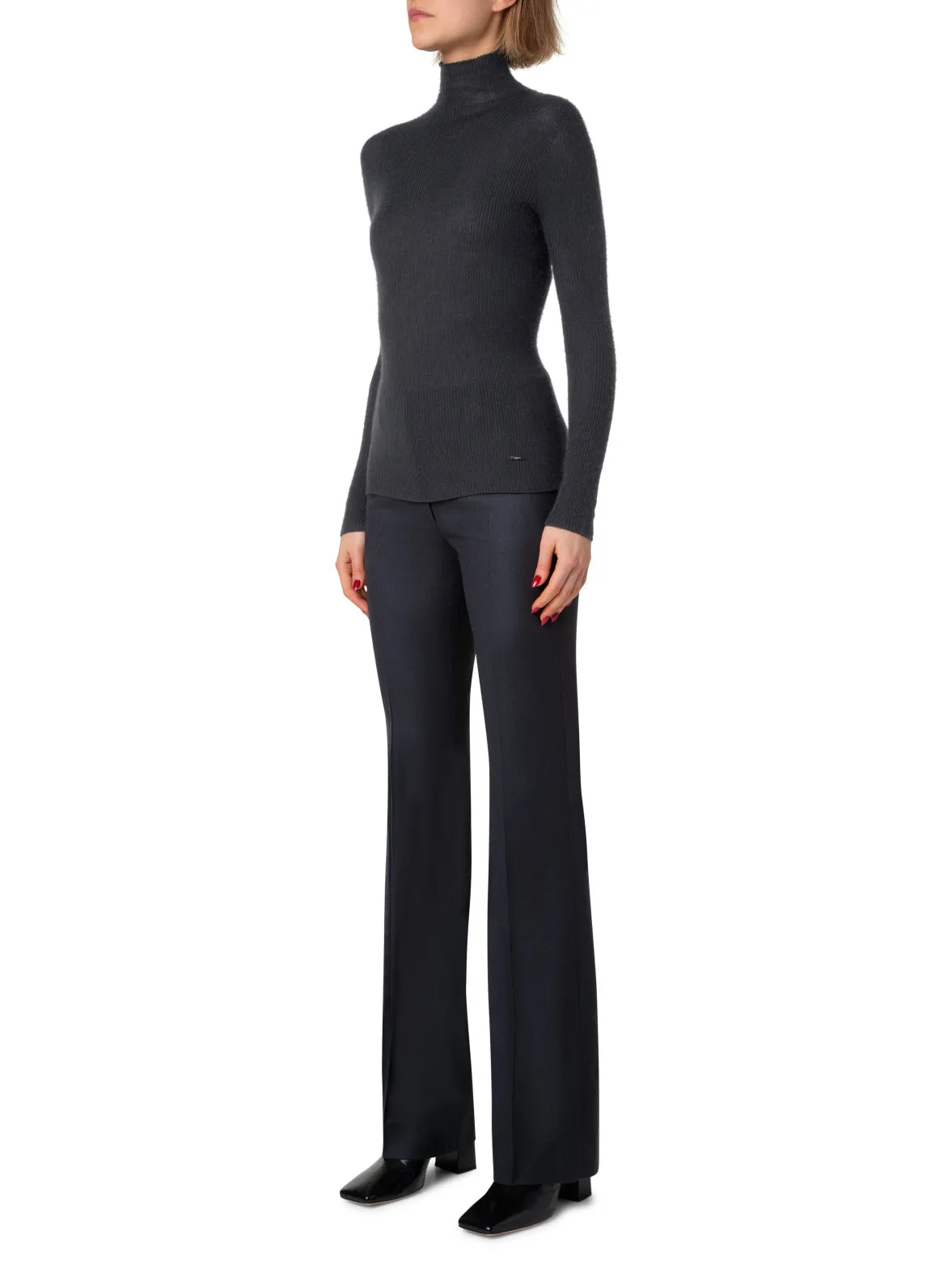 Fine Rib Cashmere Mock Neck Sweater Akris