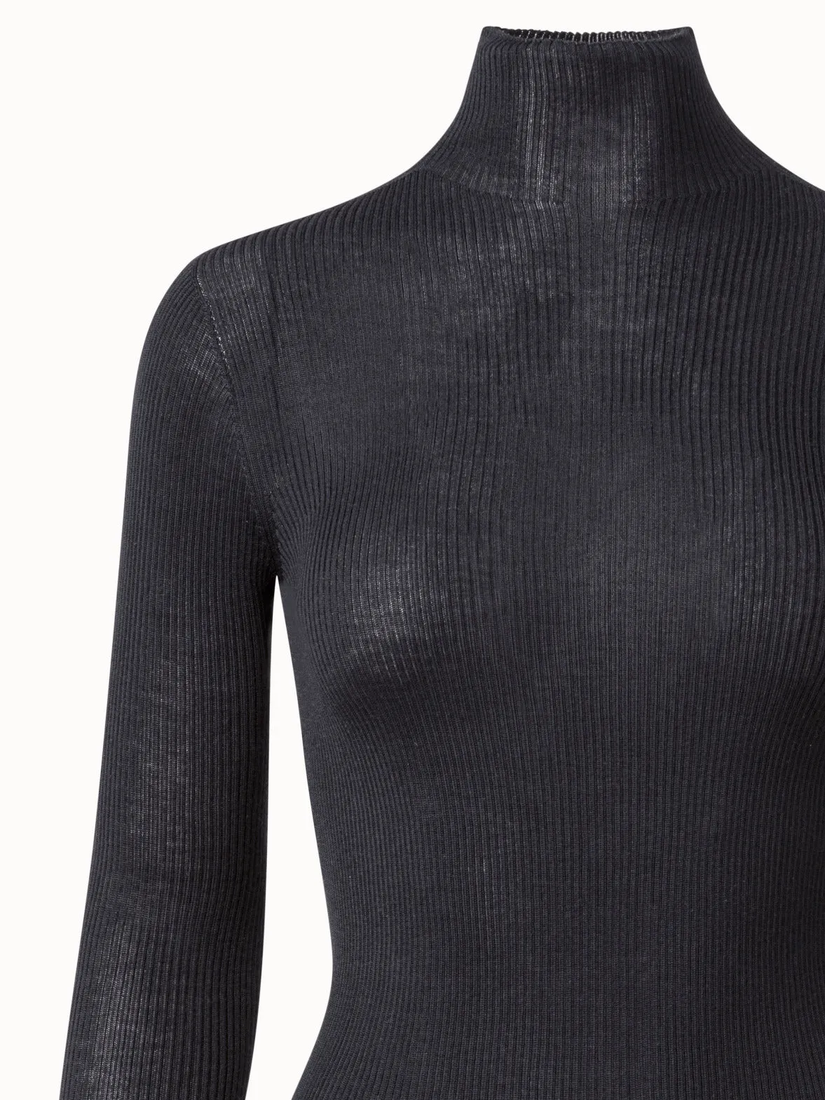 Fine Rib Cashmere Mock Neck Sweater Akris