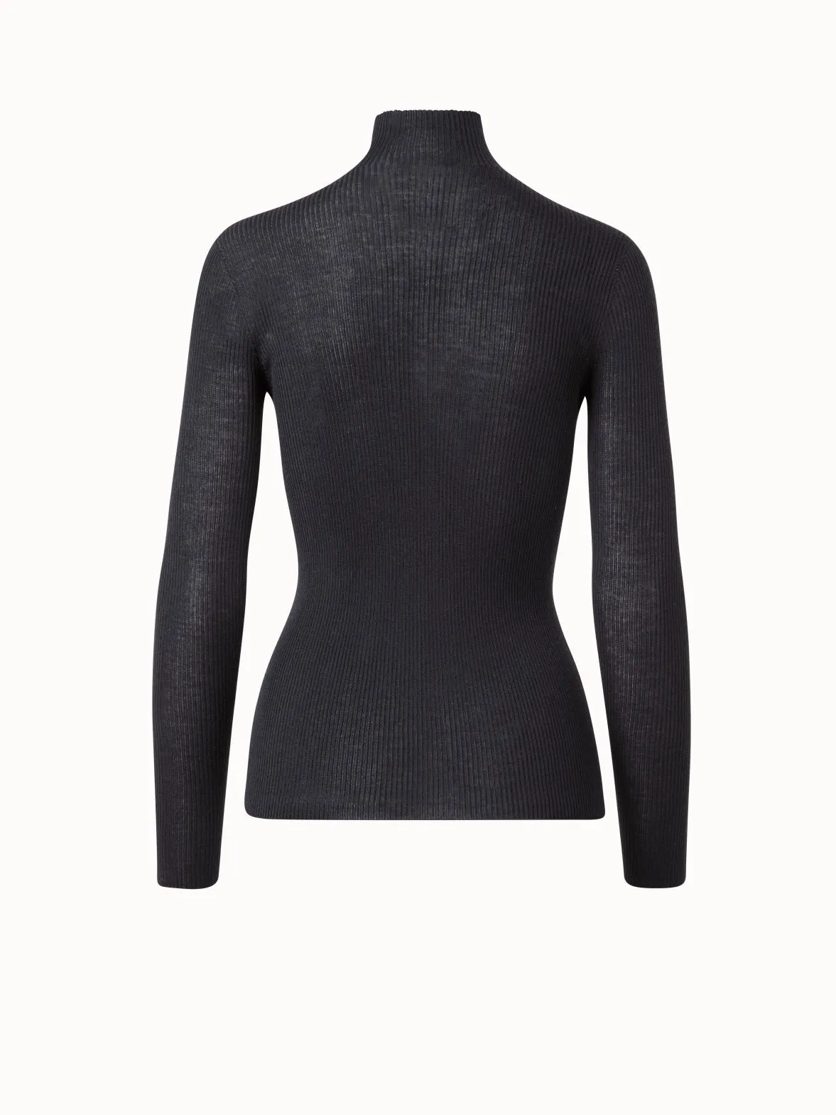 Fine Rib Cashmere Mock Neck Sweater Akris
