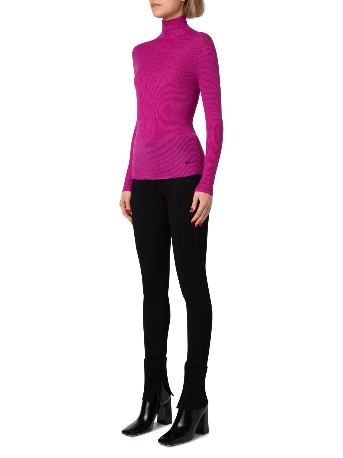 Fine Rib Cashmere Mock Neck Sweater Akris