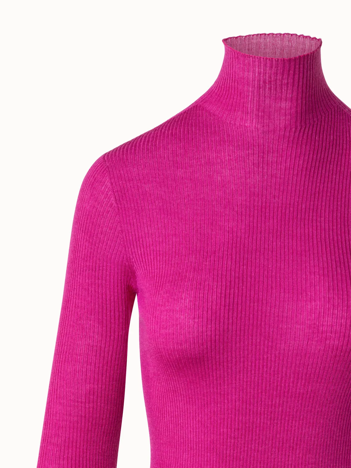 Fine Rib Cashmere Mock Neck Sweater Akris