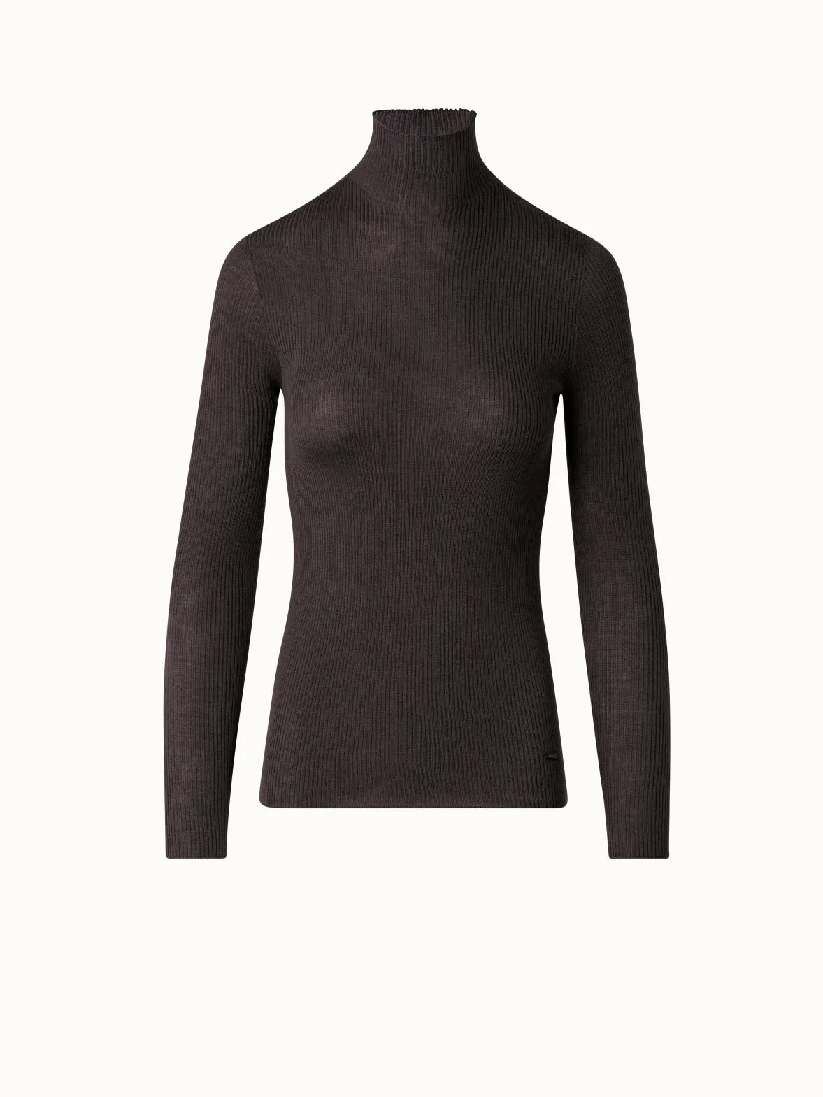 Fine Rib Cashmere Mock Neck Sweater Akris