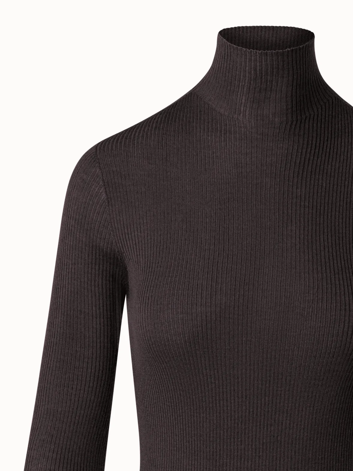 Fine Rib Cashmere Mock Neck Sweater Akris