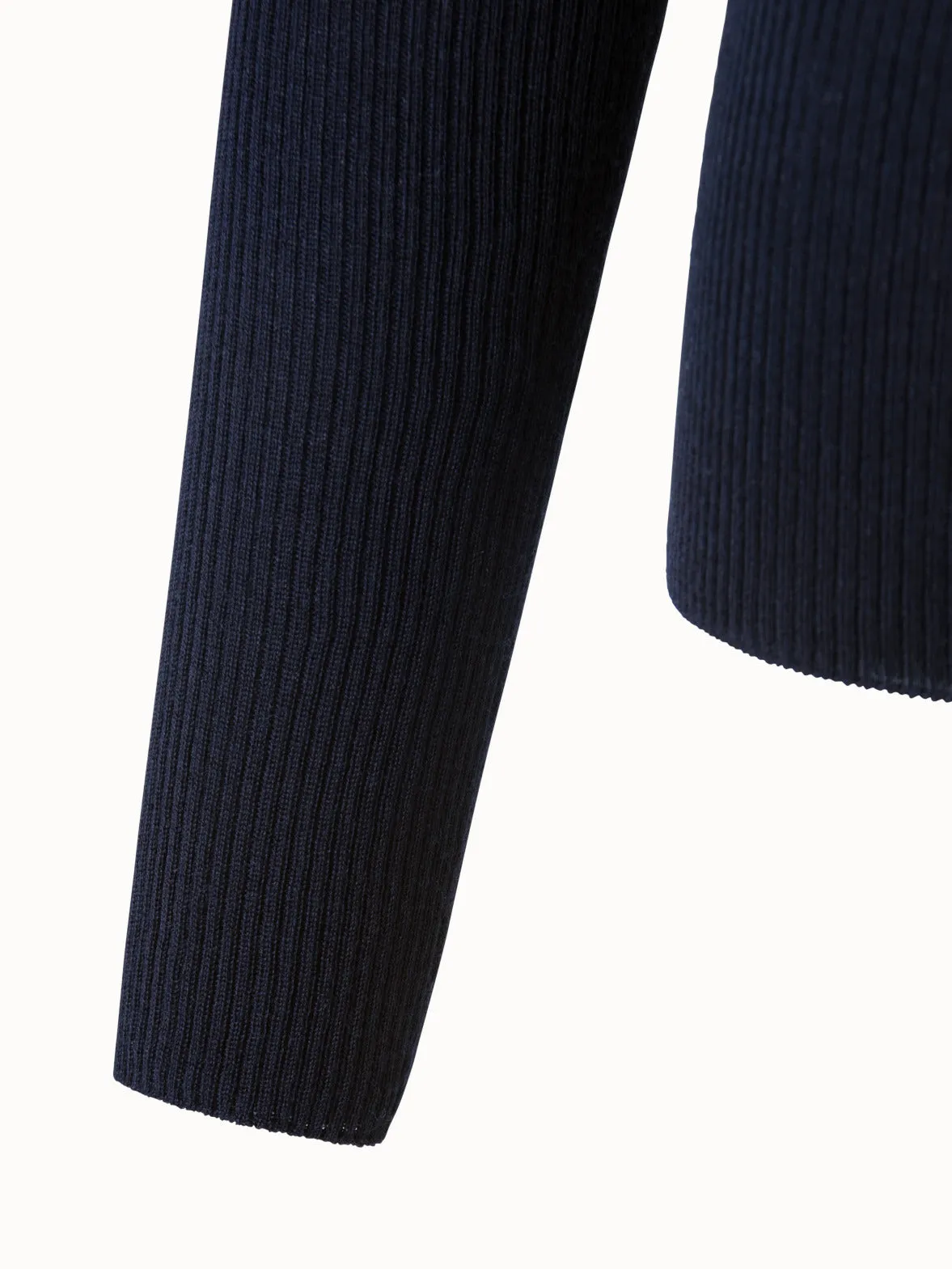 Fine Rib Cashmere Silk Mock Neck Pullover Akris