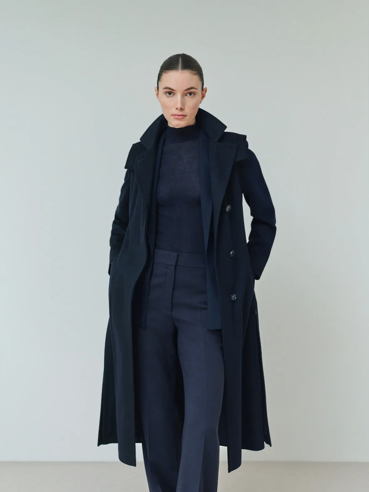 Fine Rib Cashmere Silk Mock Neck Pullover Akris