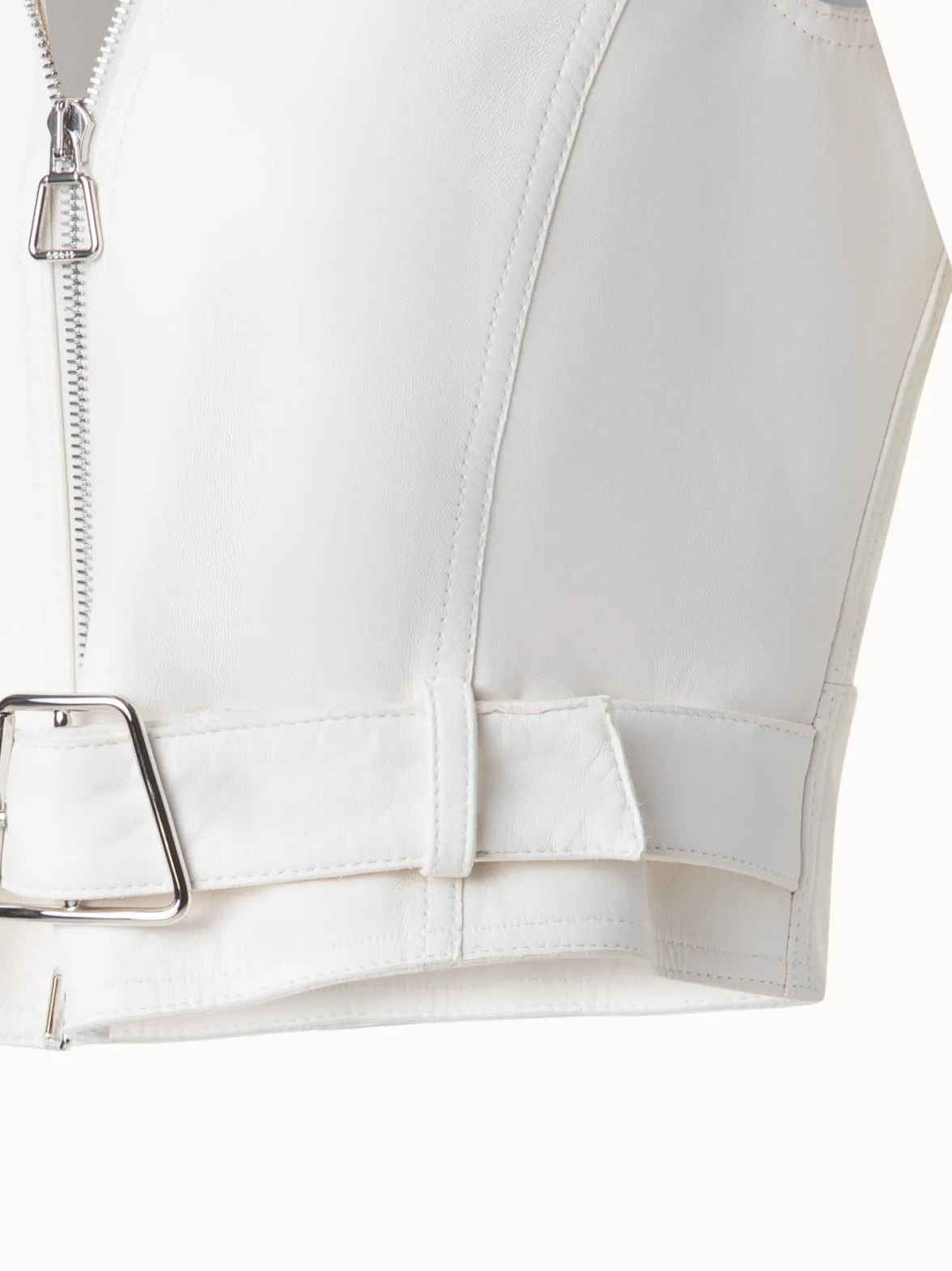 Fitted Biker Style Leather Gilet Akris