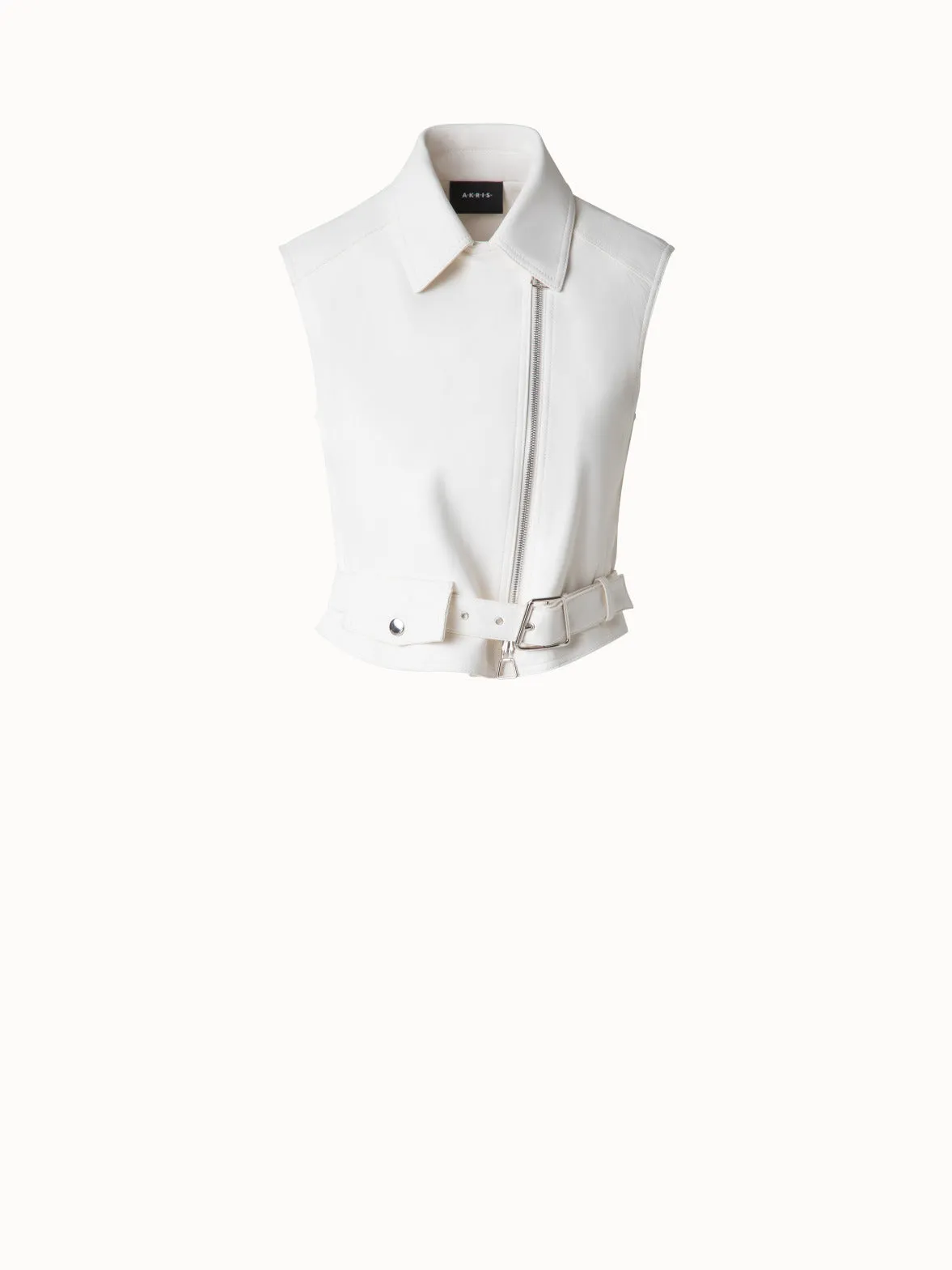 Fitted Biker Style Leather Gilet Akris