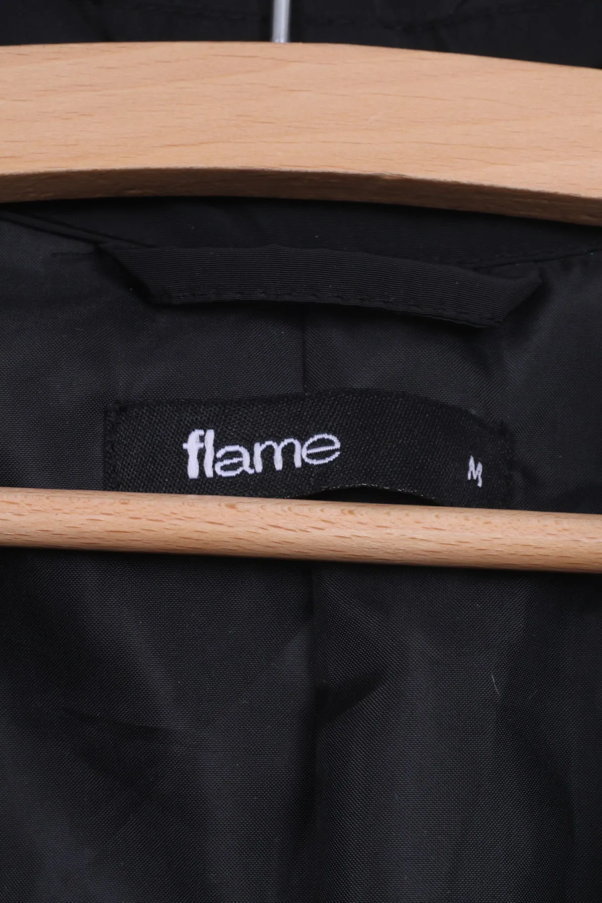 Flame Womens M Coat Single Breasted Black Vintage