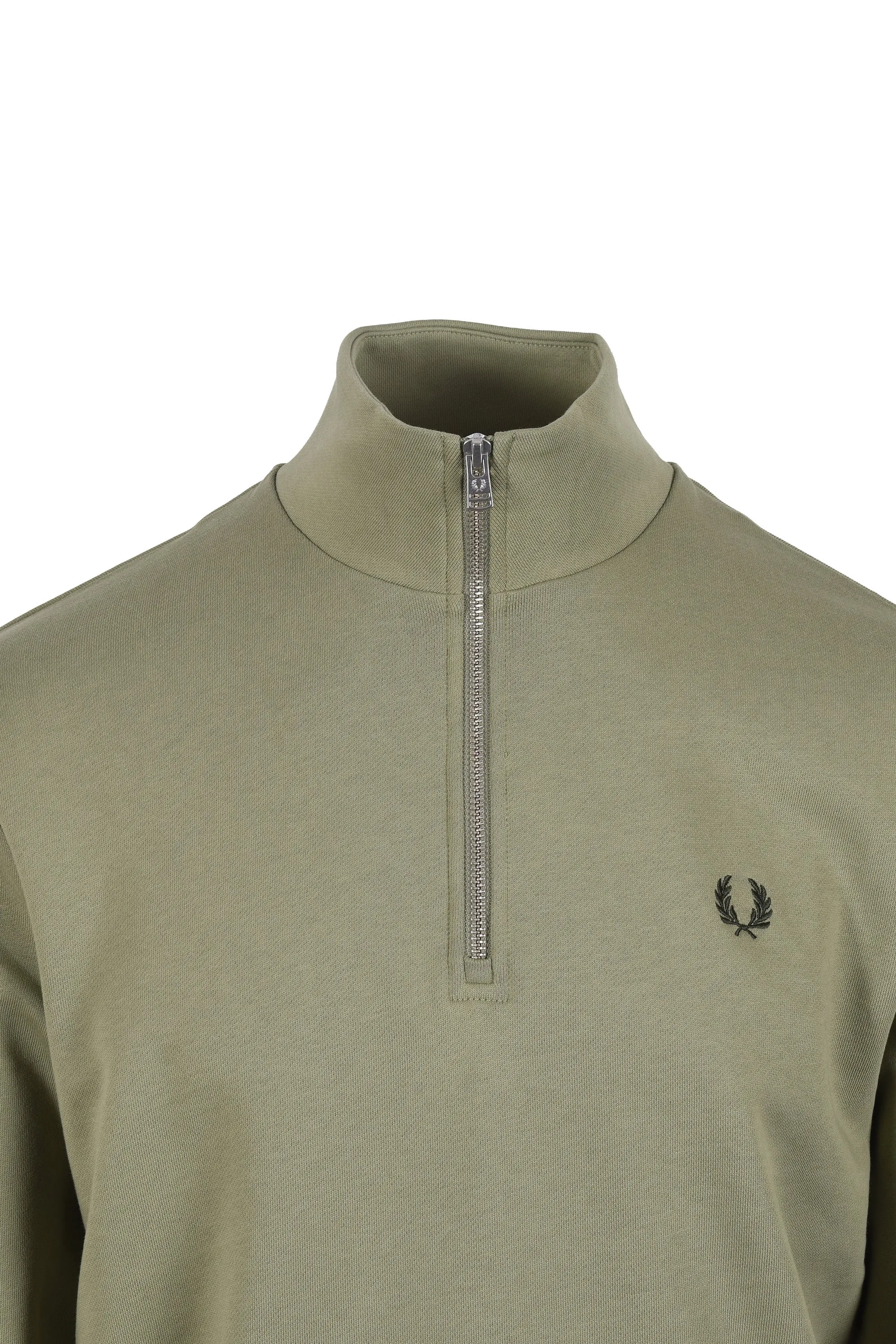 Fred Perry Half Zip Sweatshirt Olive Mint