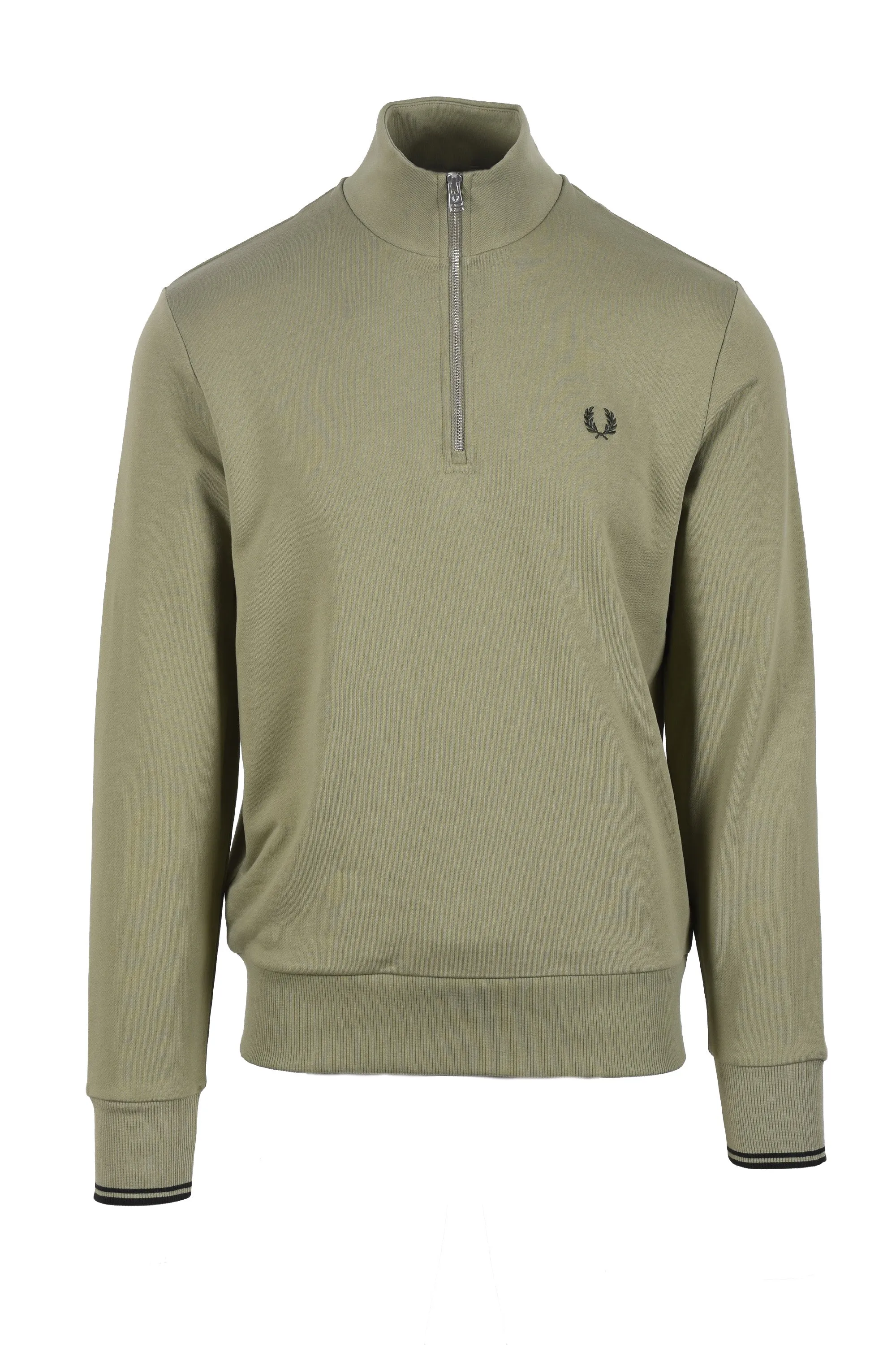 Fred Perry Half Zip Sweatshirt Olive Mint