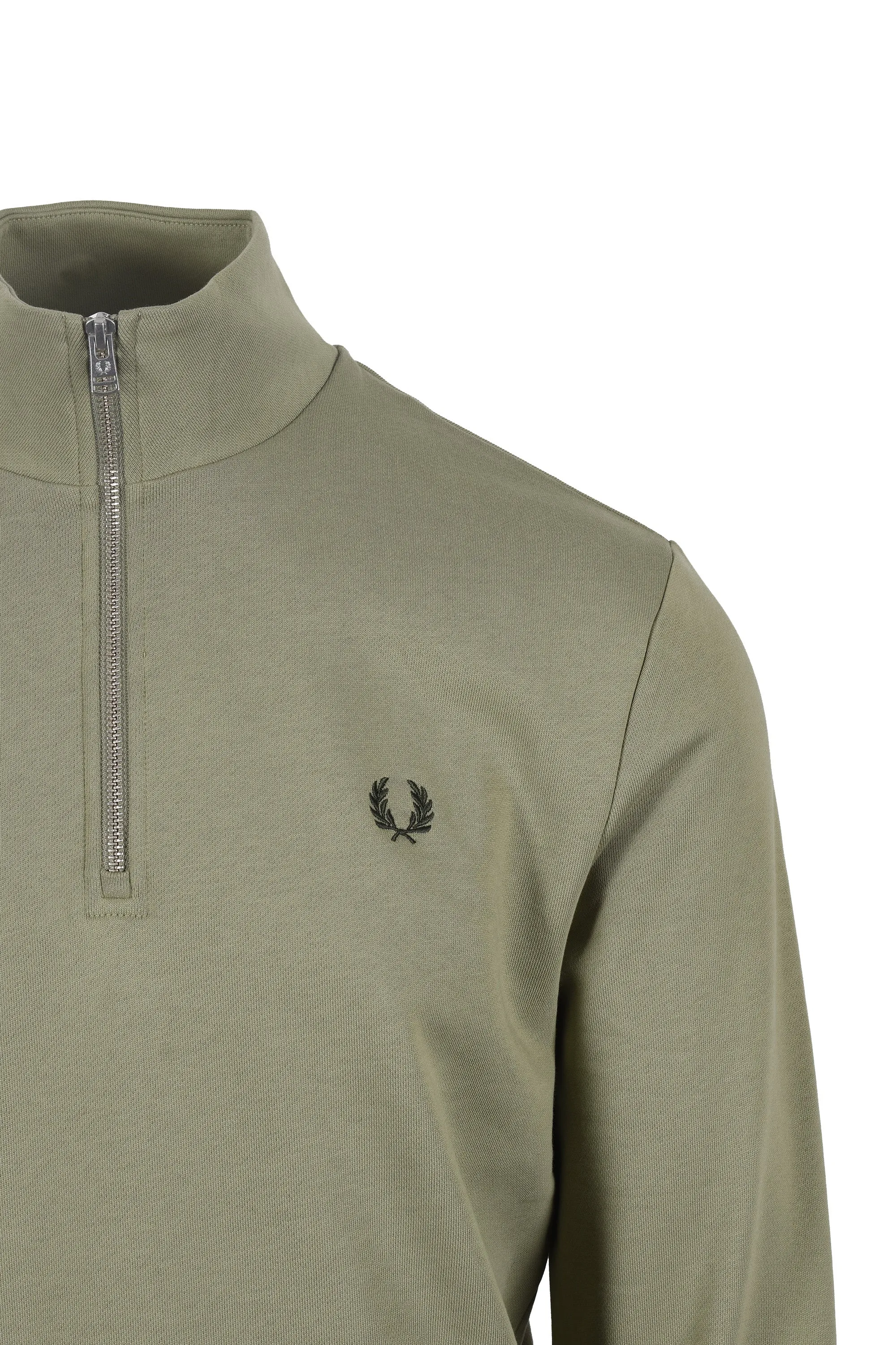 Fred Perry Half Zip Sweatshirt Olive Mint