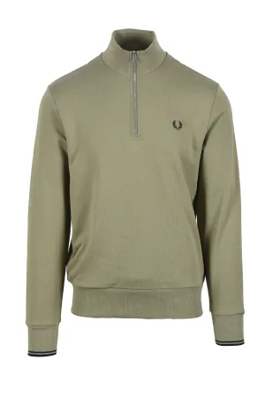 Fred Perry Half Zip Sweatshirt Olive Mint