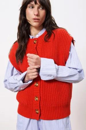 FRNCH Carmele Sleeveless Red Cardigan