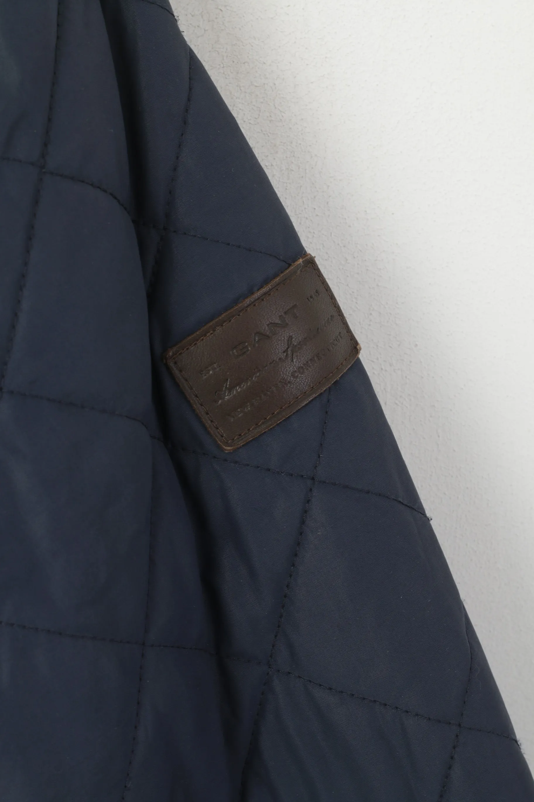 GANT The Cosy Duilter Men S Jacket Navy High Neck Quilted Snap Nylon Top