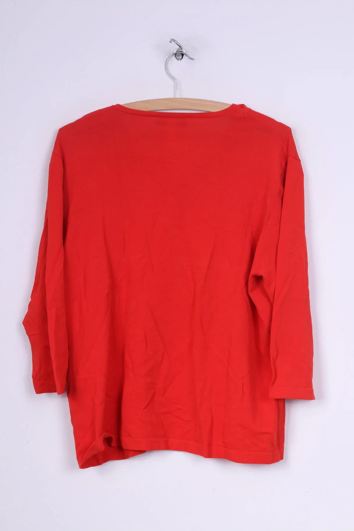 Gelco Womens 20 2XL Blouse Jumper Orange V Neck 7/8 Sleeve Top Vintage