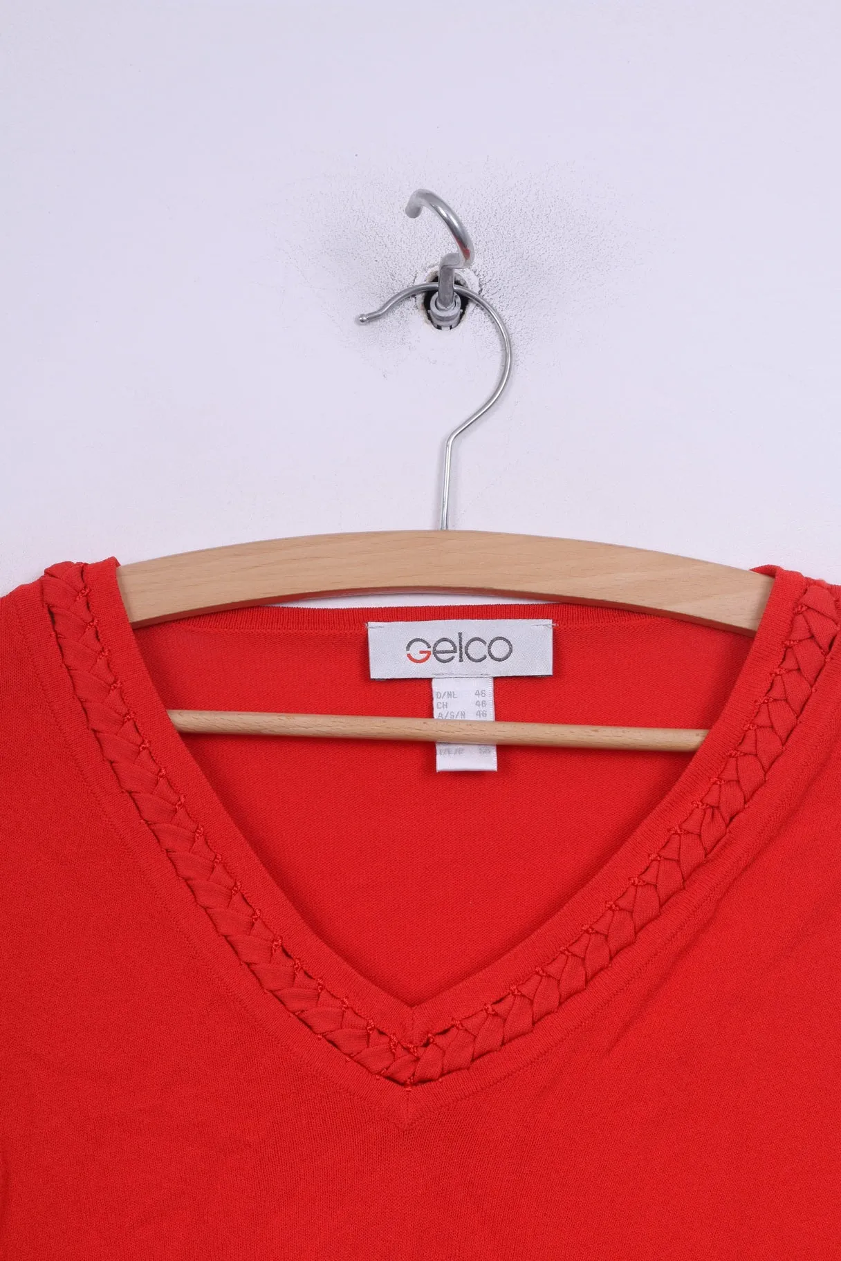 Gelco Womens 20 2XL Blouse Jumper Orange V Neck 7/8 Sleeve Top Vintage
