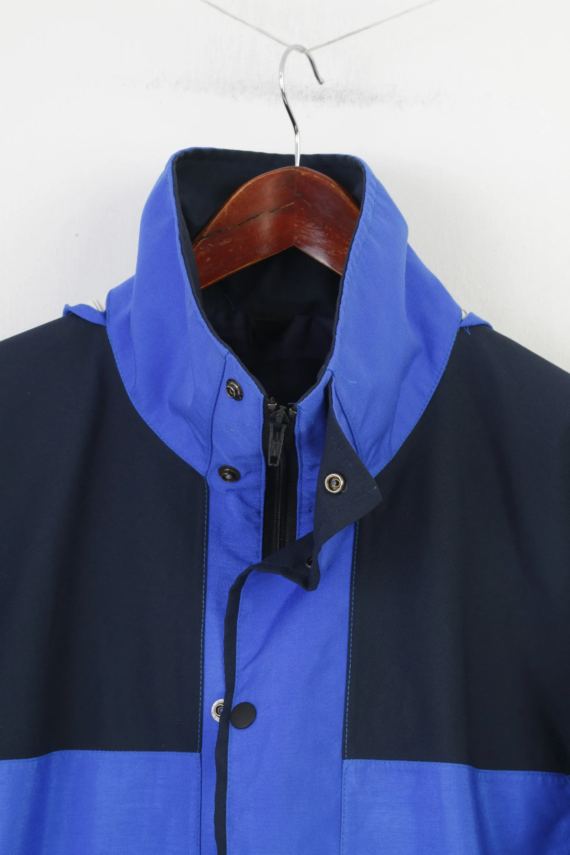 Gore-Tex Men XS Jacket Blue Full Zipper Hood Waterproof Pockets Vintage Top