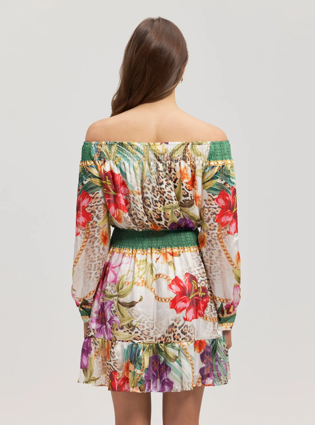 Green Jungle Print Charlotte Mini Dress Guess