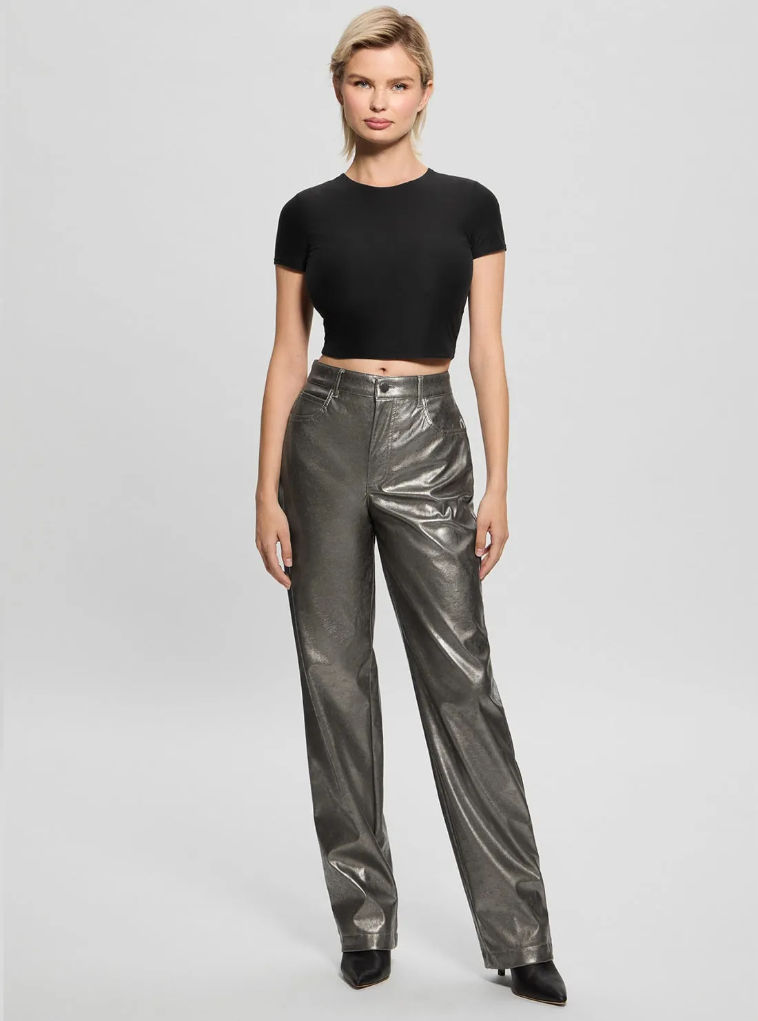 Grey Ambra Metallic Pants Guess