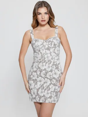 Grey Floral Print Chloe Mini Dress Guess