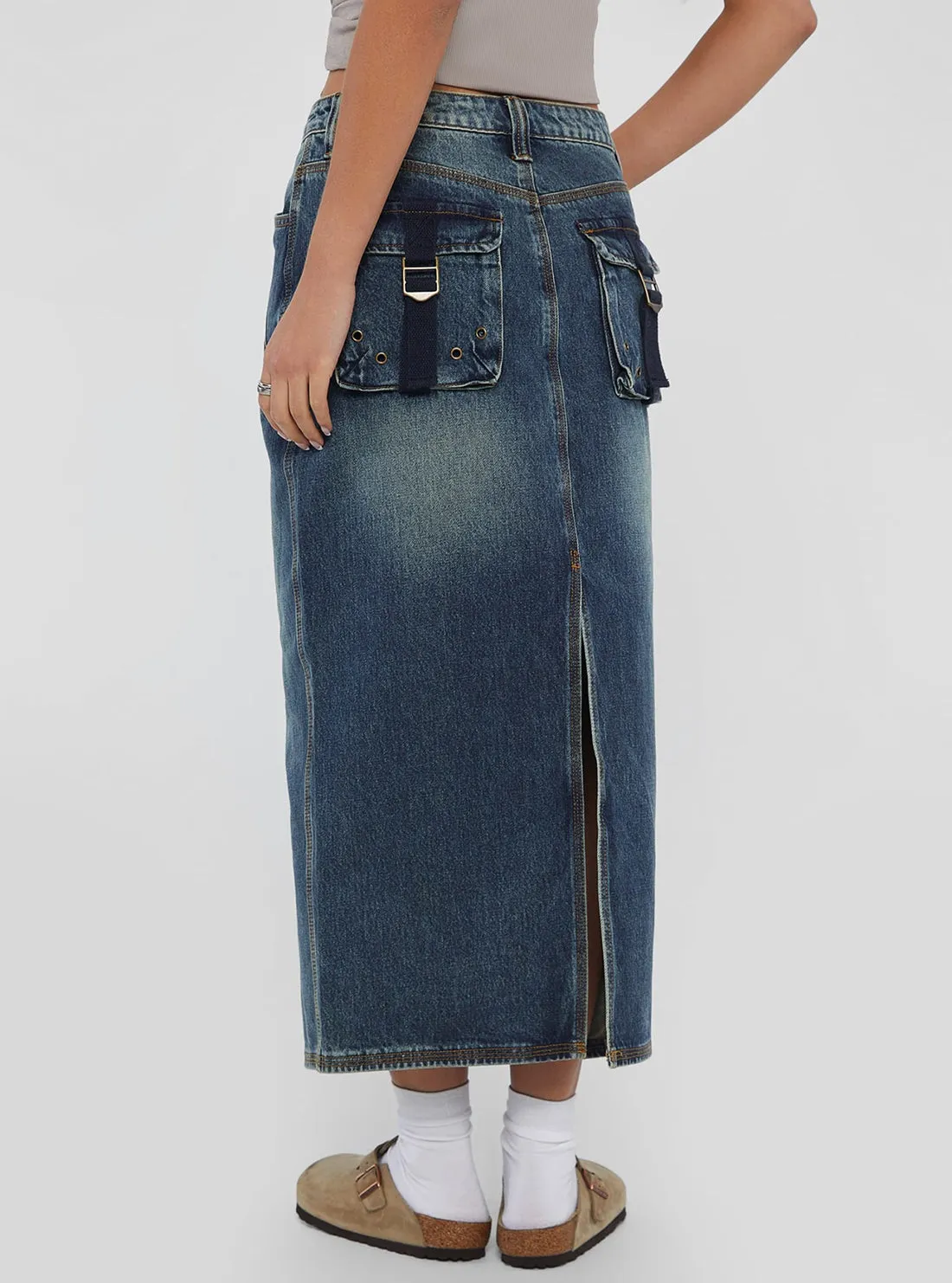 Guess Originals Blue Mid Cargo Skirt Guess