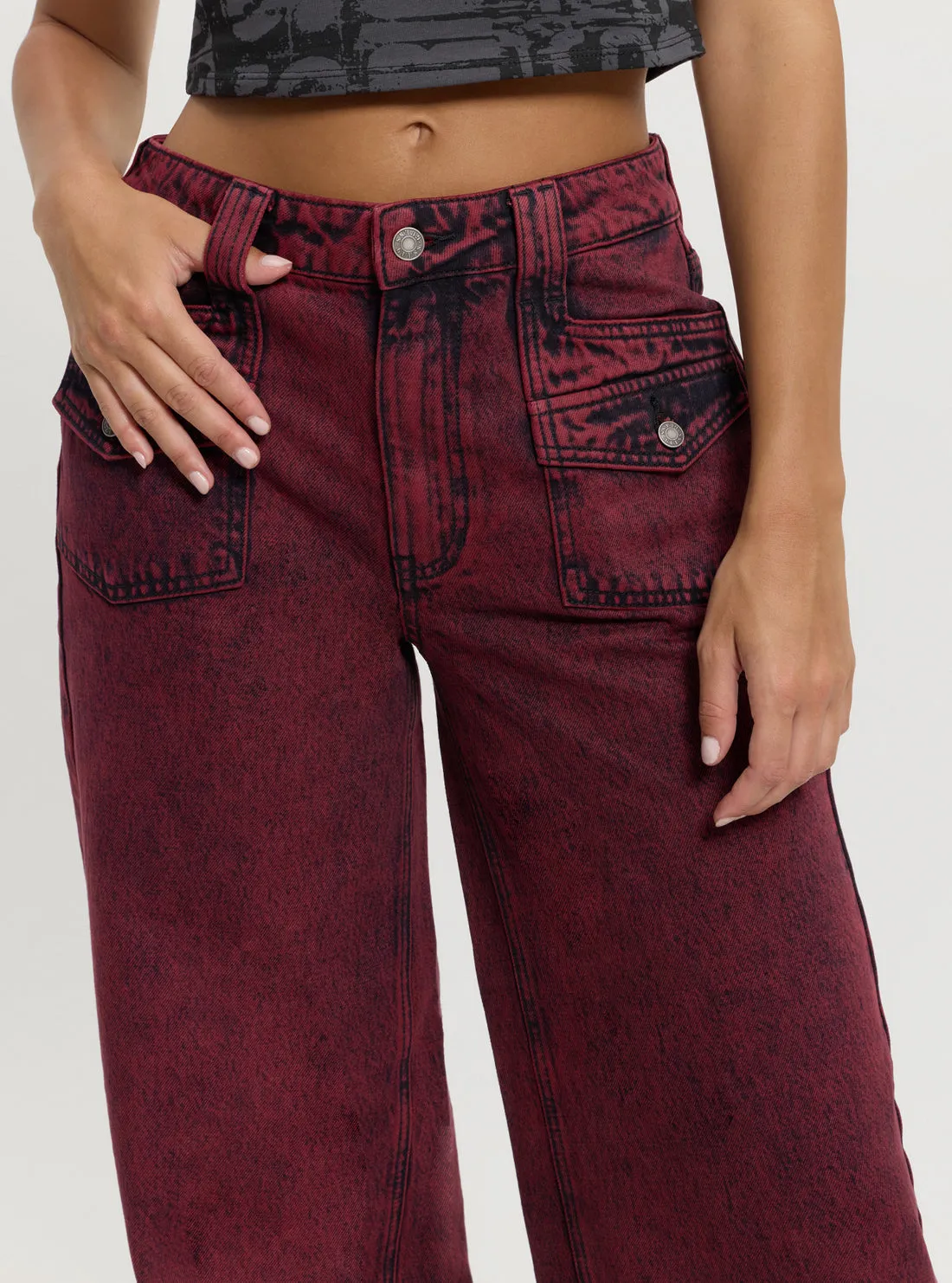 Guess Originals Red Patch Wide Leg Pants Guess