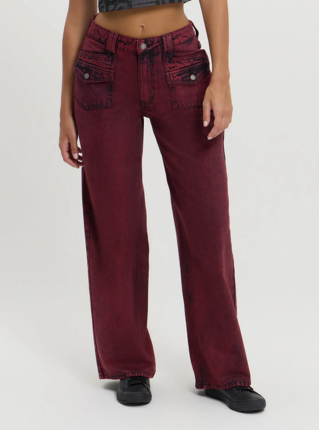 Guess Originals Red Patch Wide Leg Pants Guess