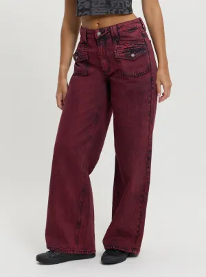 Guess Originals Red Patch Wide Leg Pants Guess