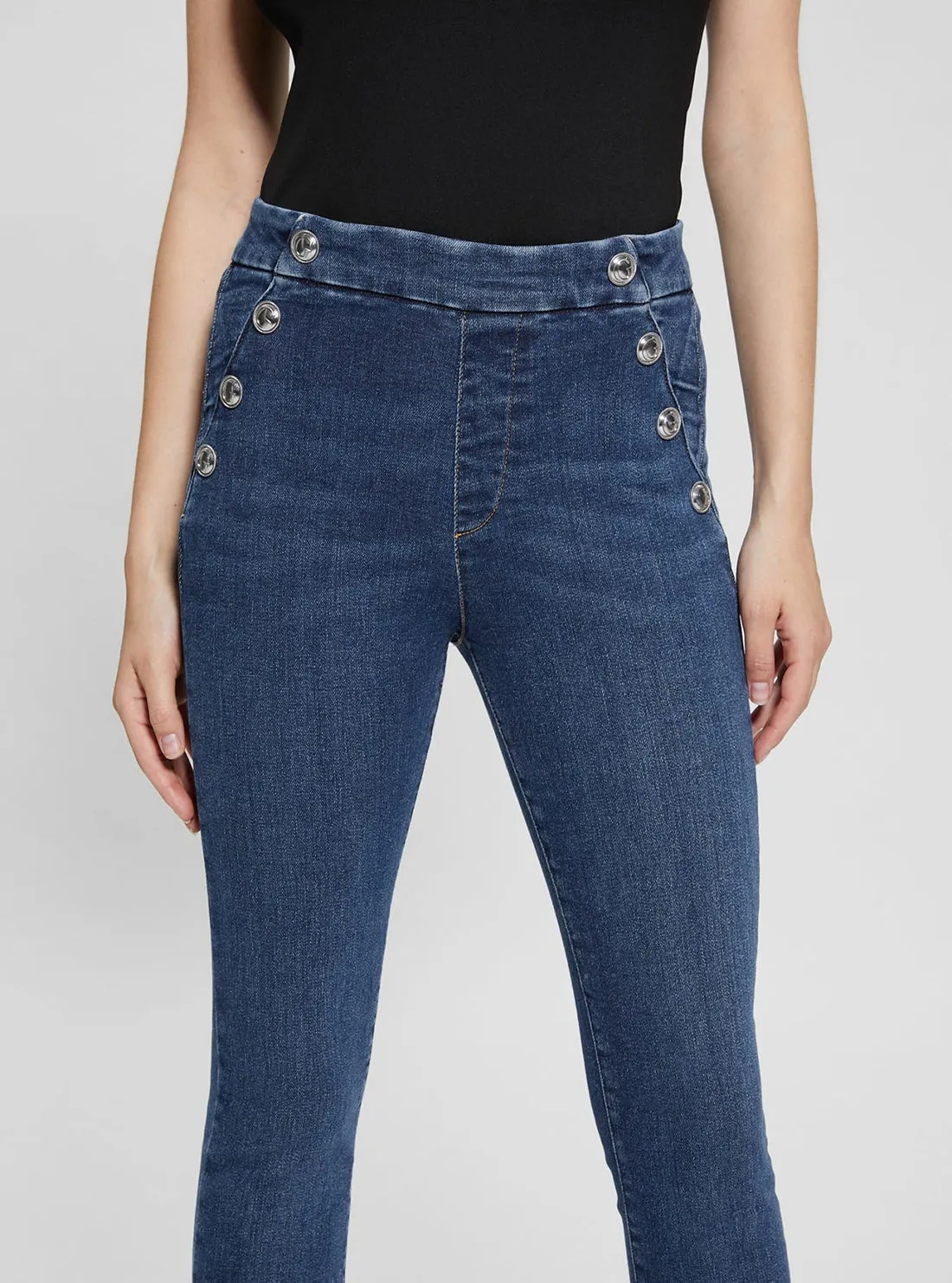 High-Rise Aubree Skinny Denim Jeans in Dark Wash Guess