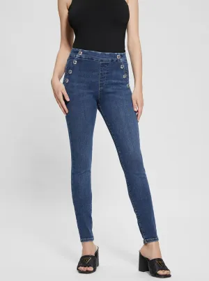 High-Rise Aubree Skinny Denim Jeans in Dark Wash Guess